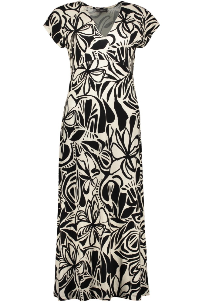 JANE JURK MET V HALS EN PATROON 57364 60 000999 BLACK/0FF-WHITE
